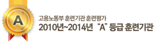 고용노동부 훈련기관 훈련평가 2010년 ~ 2014년 "A&auot;등급 훈련기관